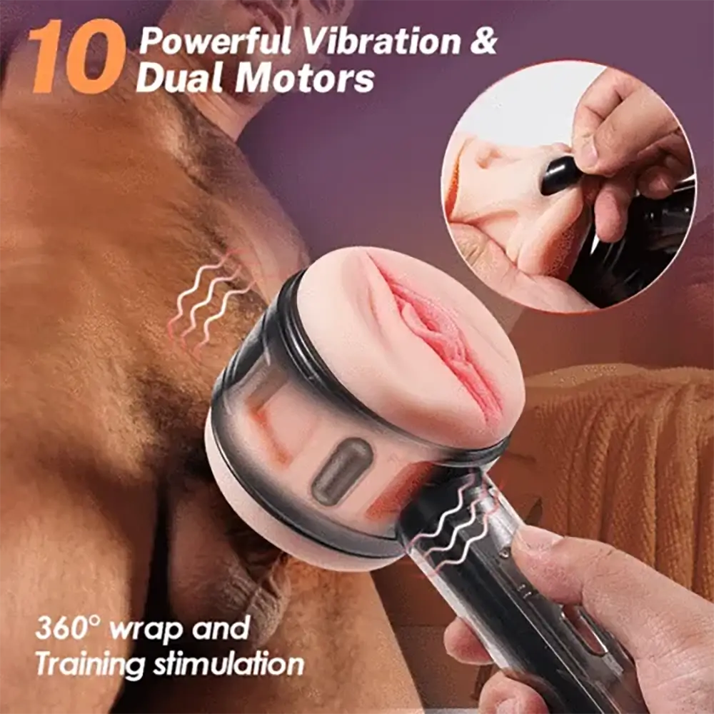 10 Vibration Anal and Vaginal 2 in 1 Handheld Automatic Masturbator