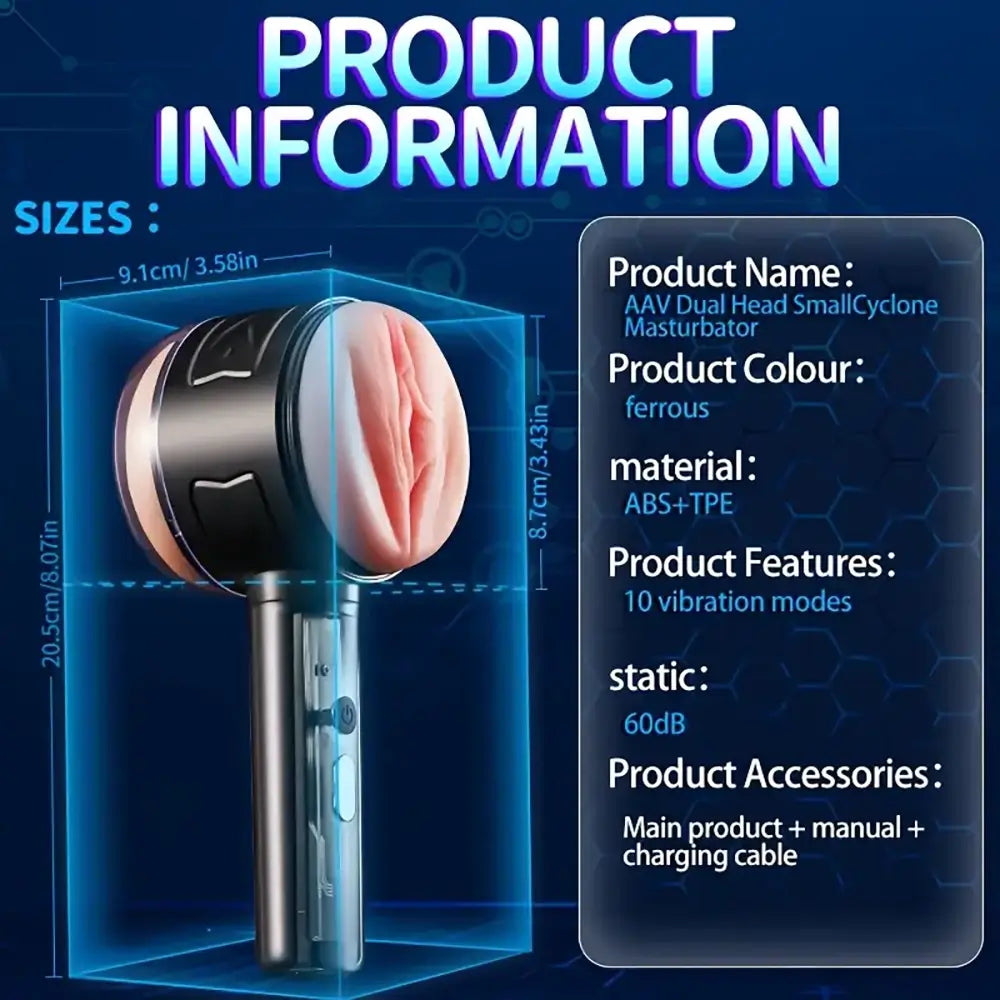 10 Vibration Anal and Vaginal 2 in 1 Handheld Automatic Masturbator