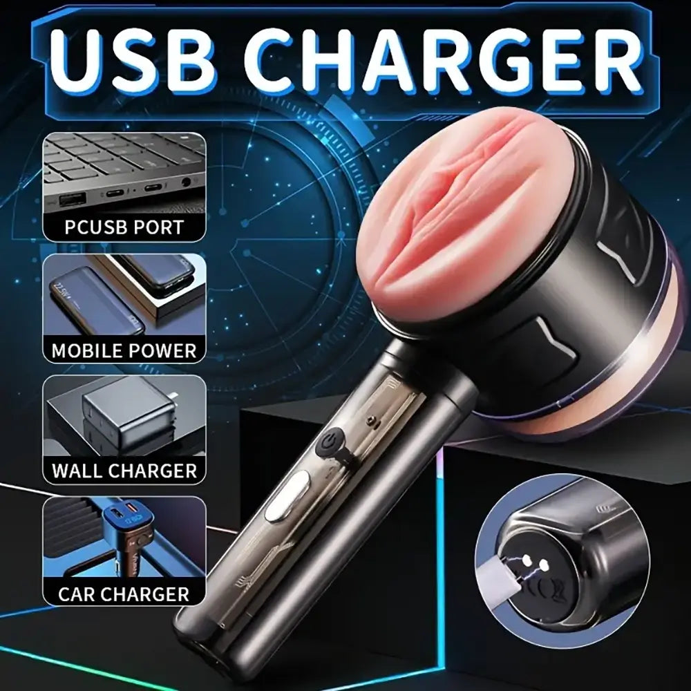 10 Vibration Anal and Vaginal 2 in 1 Handheld Automatic Masturbator