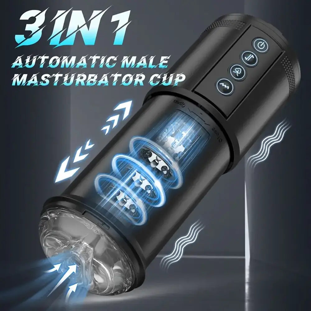 3 in 1 Sucking Vibrating Thrusting Automatic Real Male Masturbator