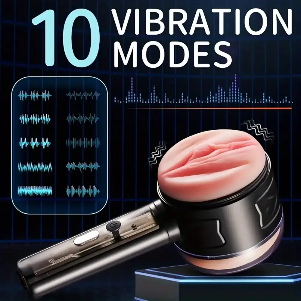 10 Vibration Anal and Vaginal 2 in 1 Handheld Automatic Masturbator