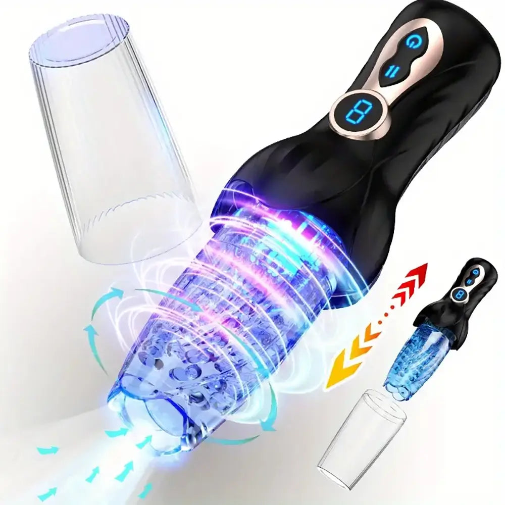 Intelligent Telescopic Rotation LCD Display Auto Male Masturbator