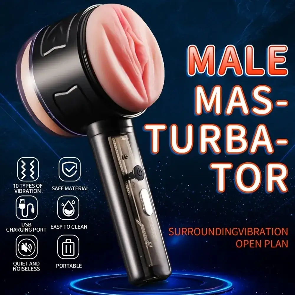 10 Vibration Anal and Vaginal 2 in 1 Handheld Automatic Masturbator