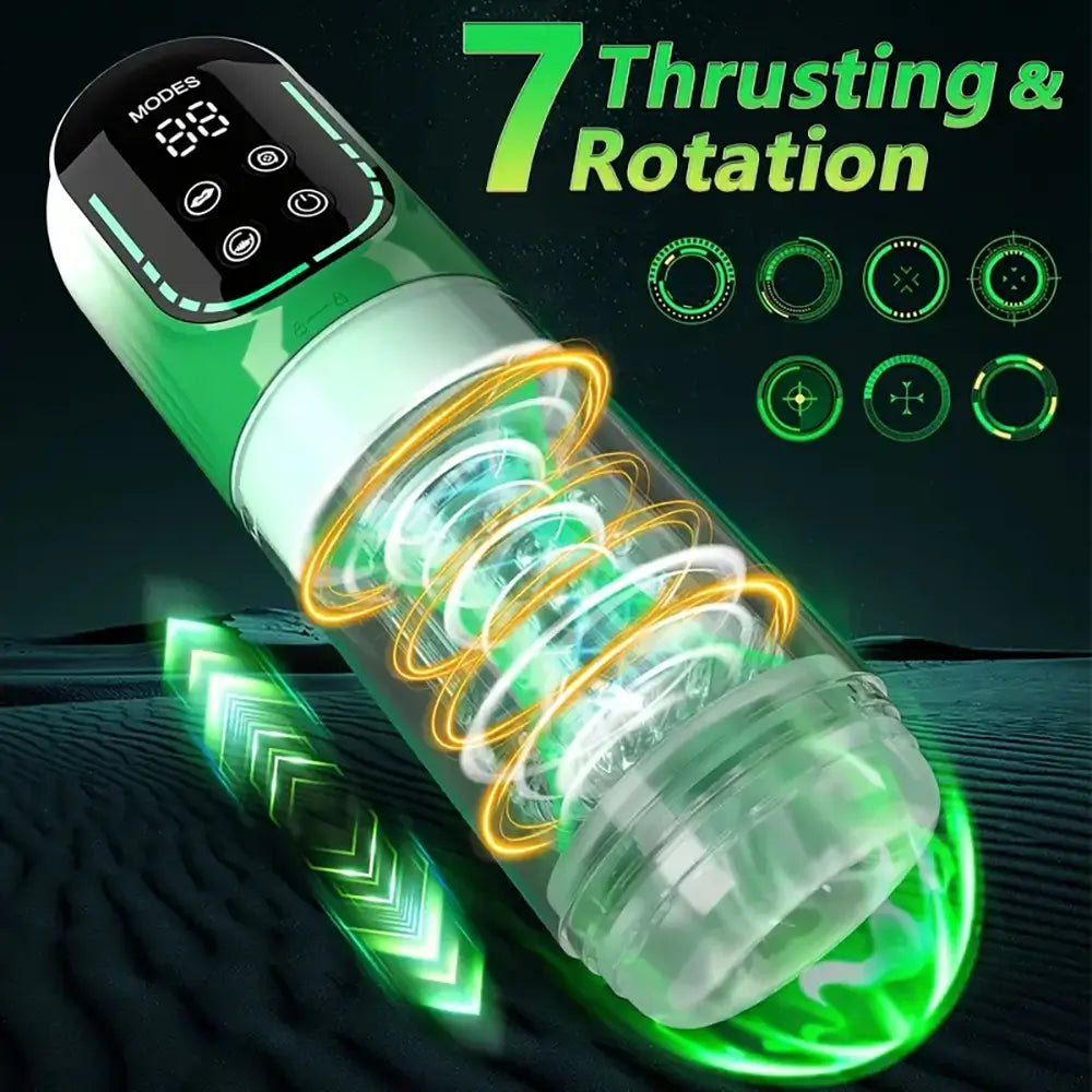 3 Pump 7 Thrusting Rotating Vibrating Sucking LCD Automatic Masturbator