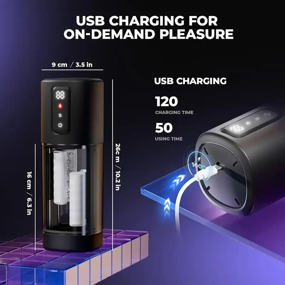 9 Vibrating 6 Rubbing Patterns 2 Heating Levels Automatic Masturbator