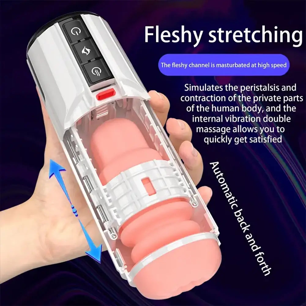 5D Flesh Telescope Automatic Heating Voice Oral Masturbator