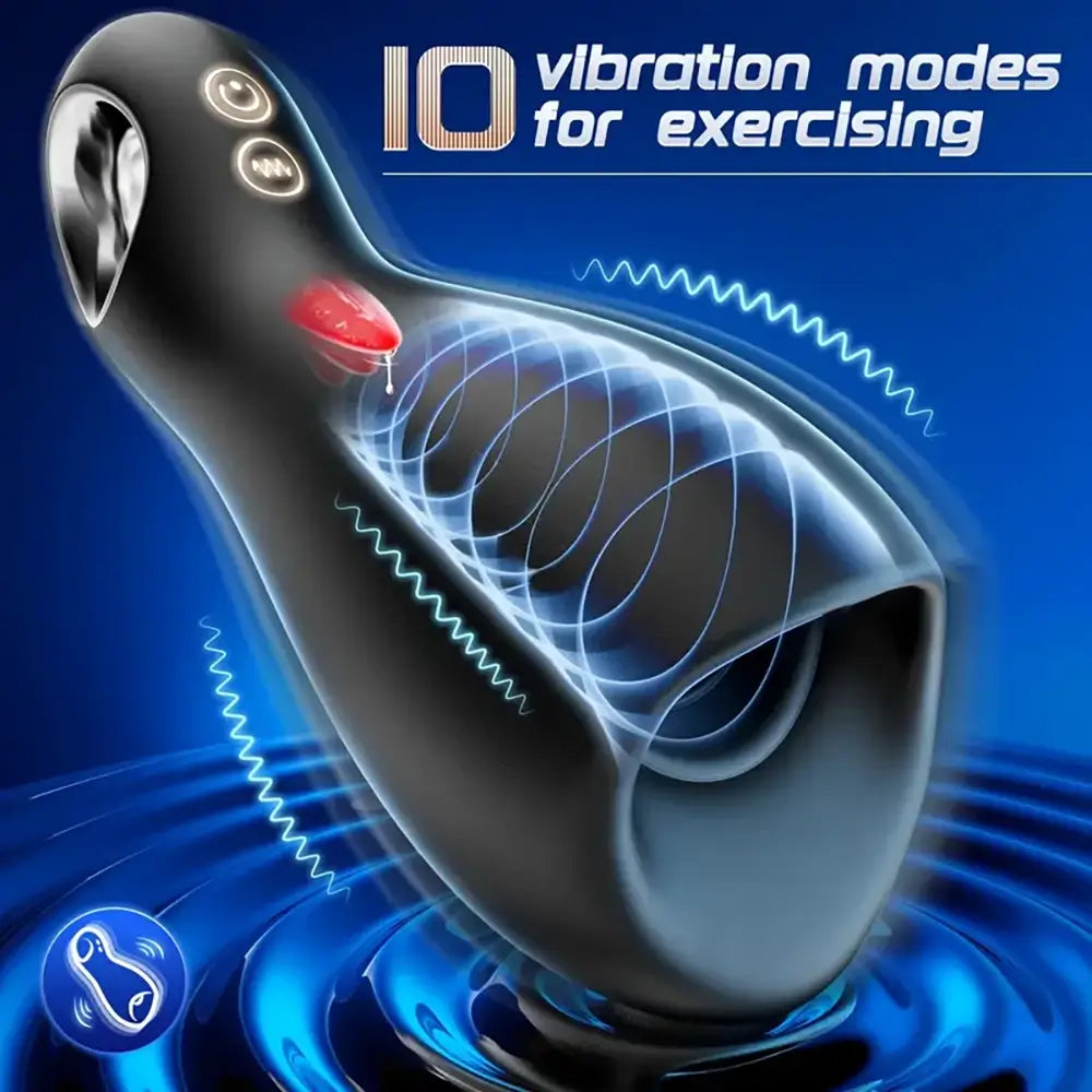 5X10-Mode Tongue Licking Penis 360°Wrapped Automatic Masturbator