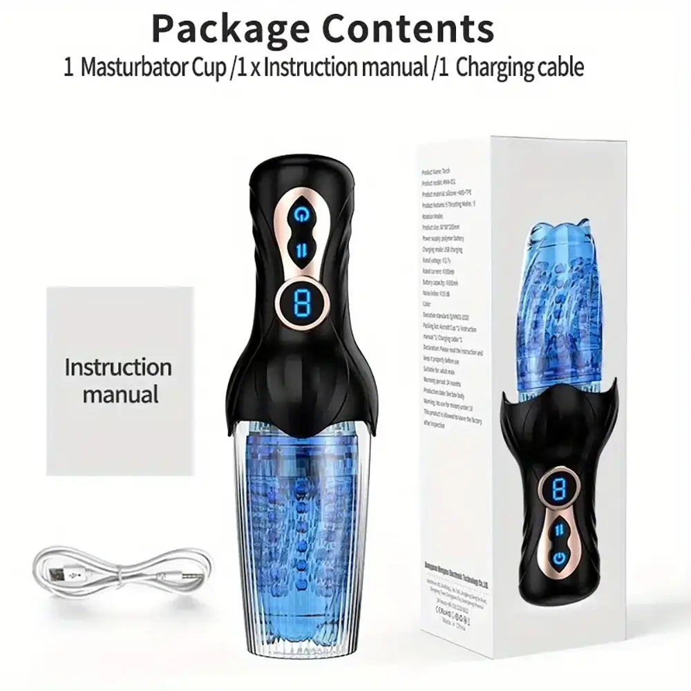 Intelligent Telescopic Rotation LCD Display Auto Male Masturbator