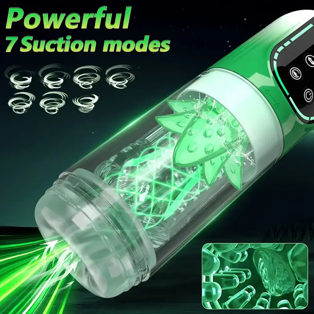 3 Pump 7 Thrusting Rotating Vibrating Sucking LCD Automatic Masturbator