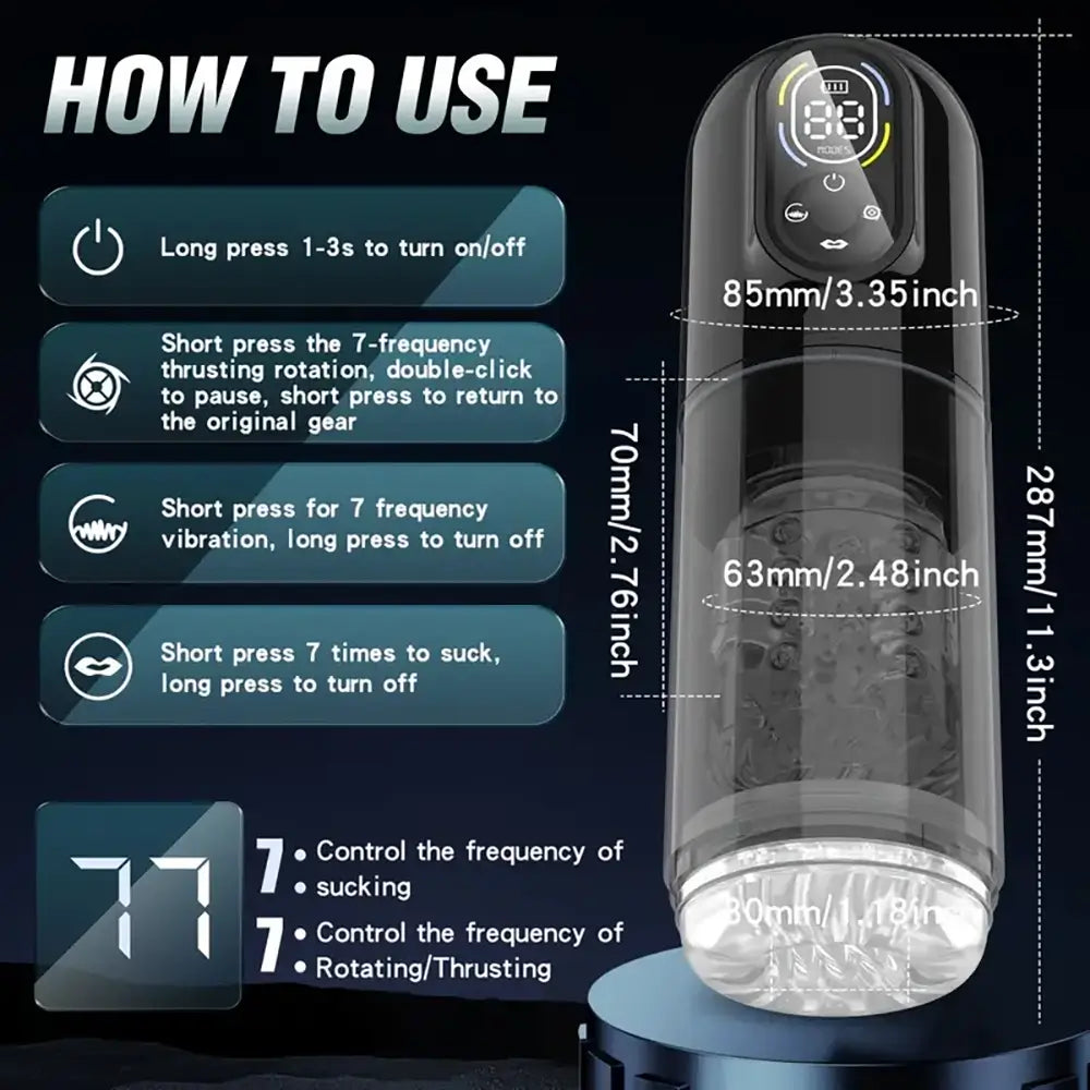 7 Sucking Vibrating Thrusting Rotating Licking Automatic Masturbator
