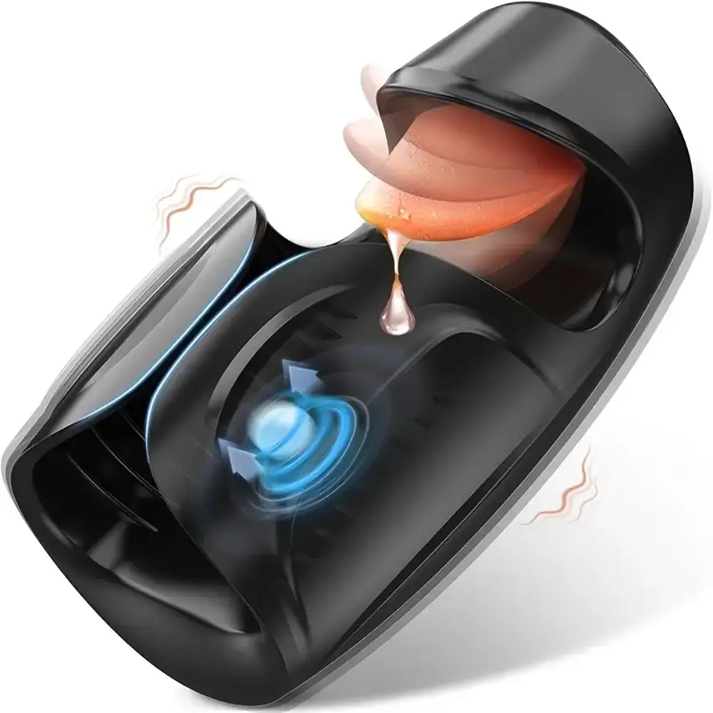 10 Tongue-Licking Tapping Vibrating Adult Male Auto Masturbator