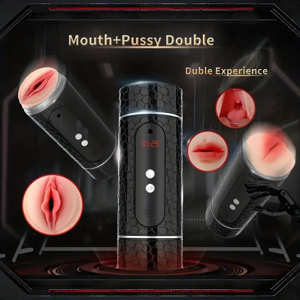 Soft Oral Vaginal Oral Sex Double-Channel Automatic Masturbator