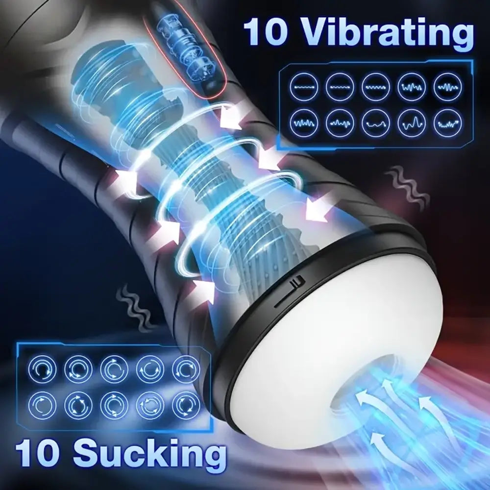 10 Vibration Suction Modes Male Automatic Masturbator 3D Texture