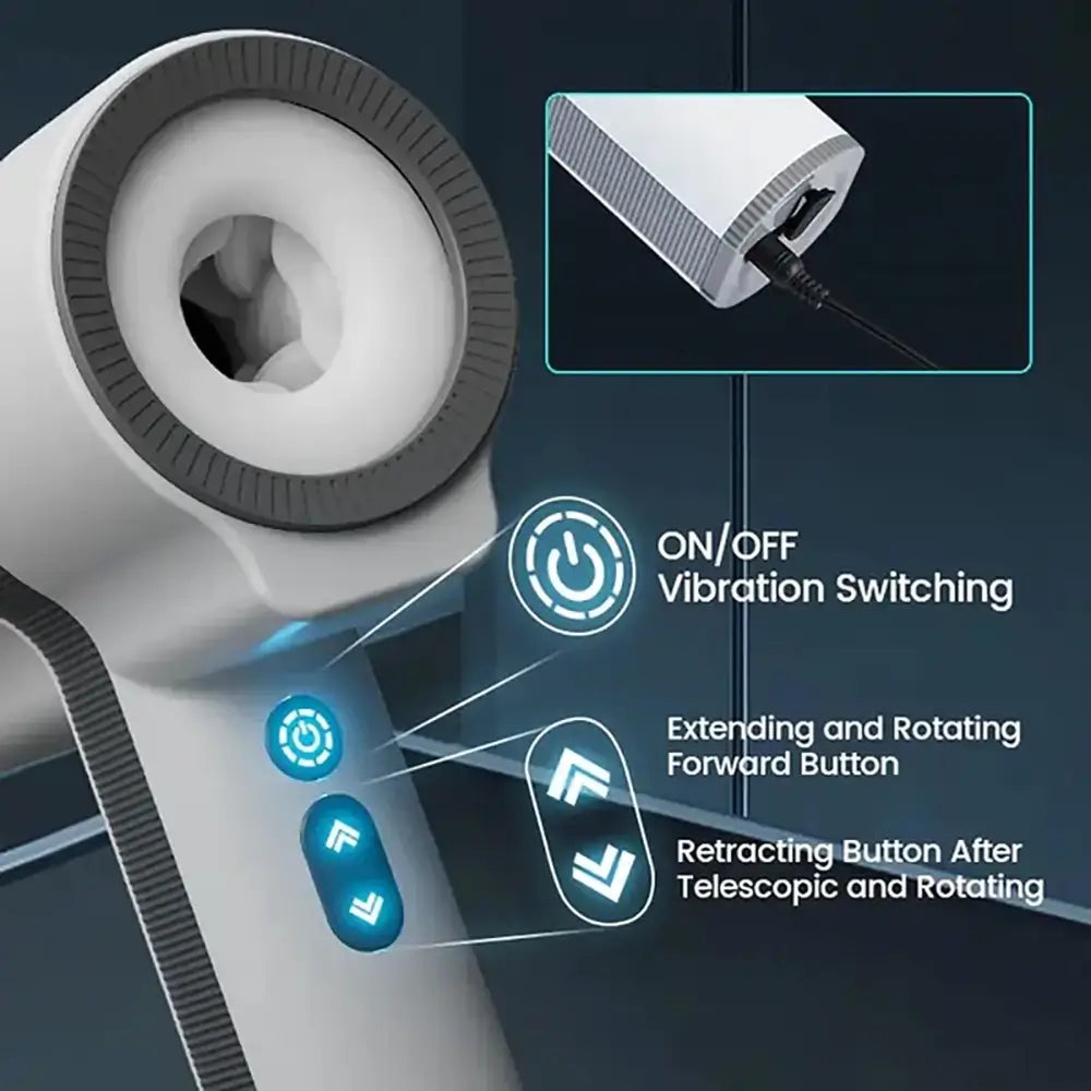 Sucking Electric Handheld Telescopic Rotating Vibrating Masturbator