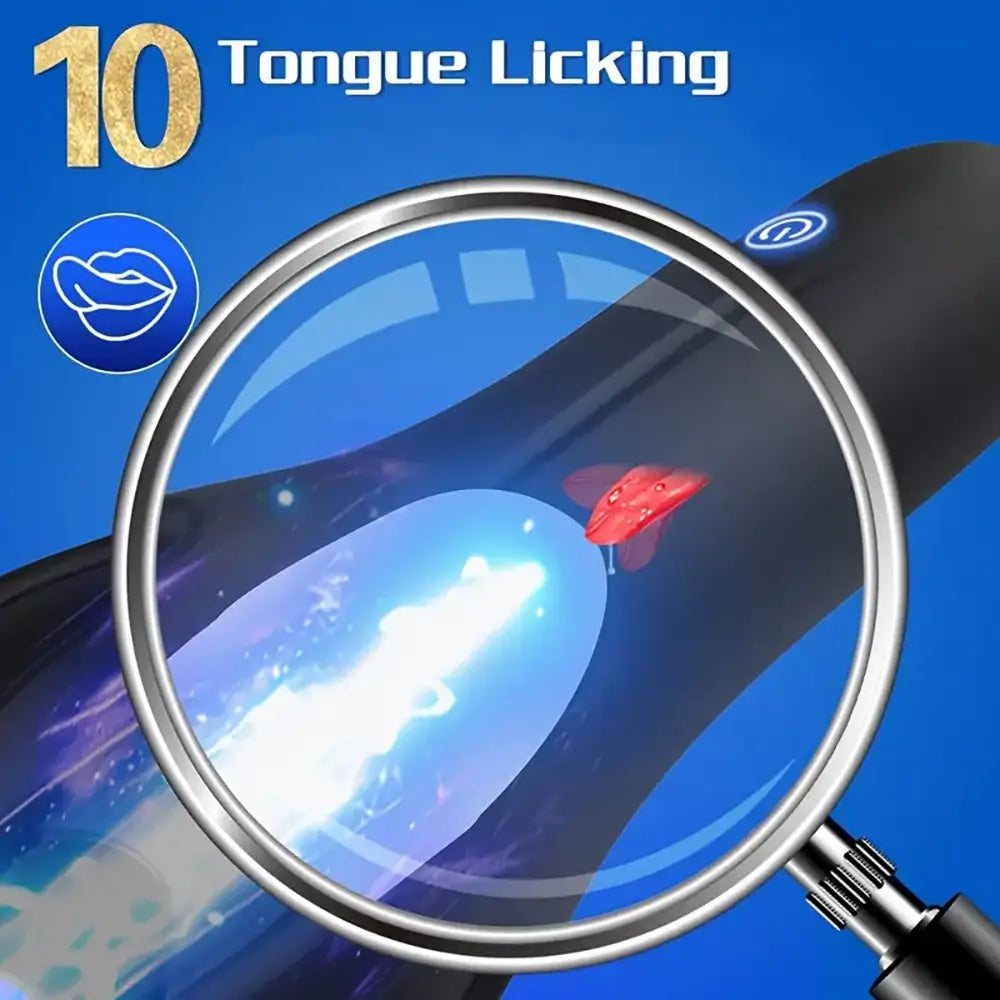 3-in-1 Penis Masturbator with 10 Modes Vibration & 5 Licking Tongue
