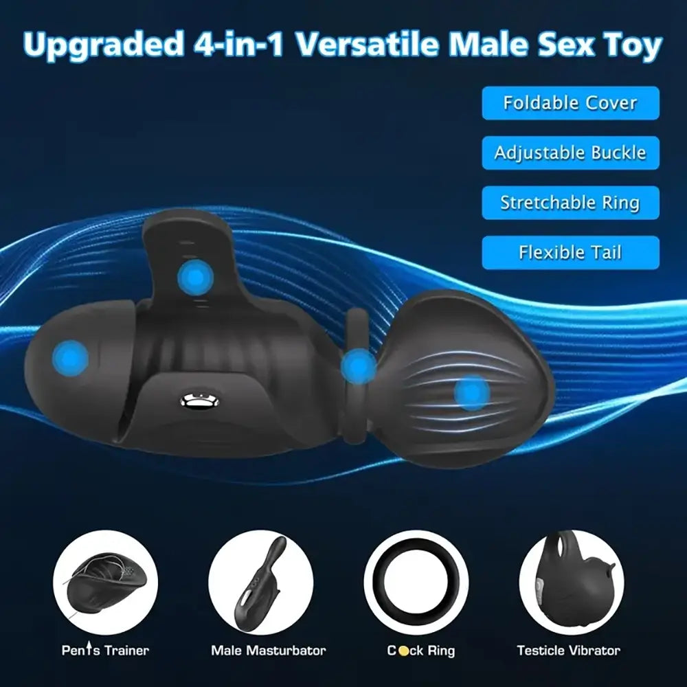 4 in 1 Vibrating APP Controlled Male Sex Toy Stroker with Cock Ring