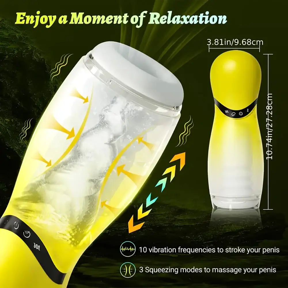 3 Squeezing 3 Thrusting 10 Vibration Modes Automatic Masturbator