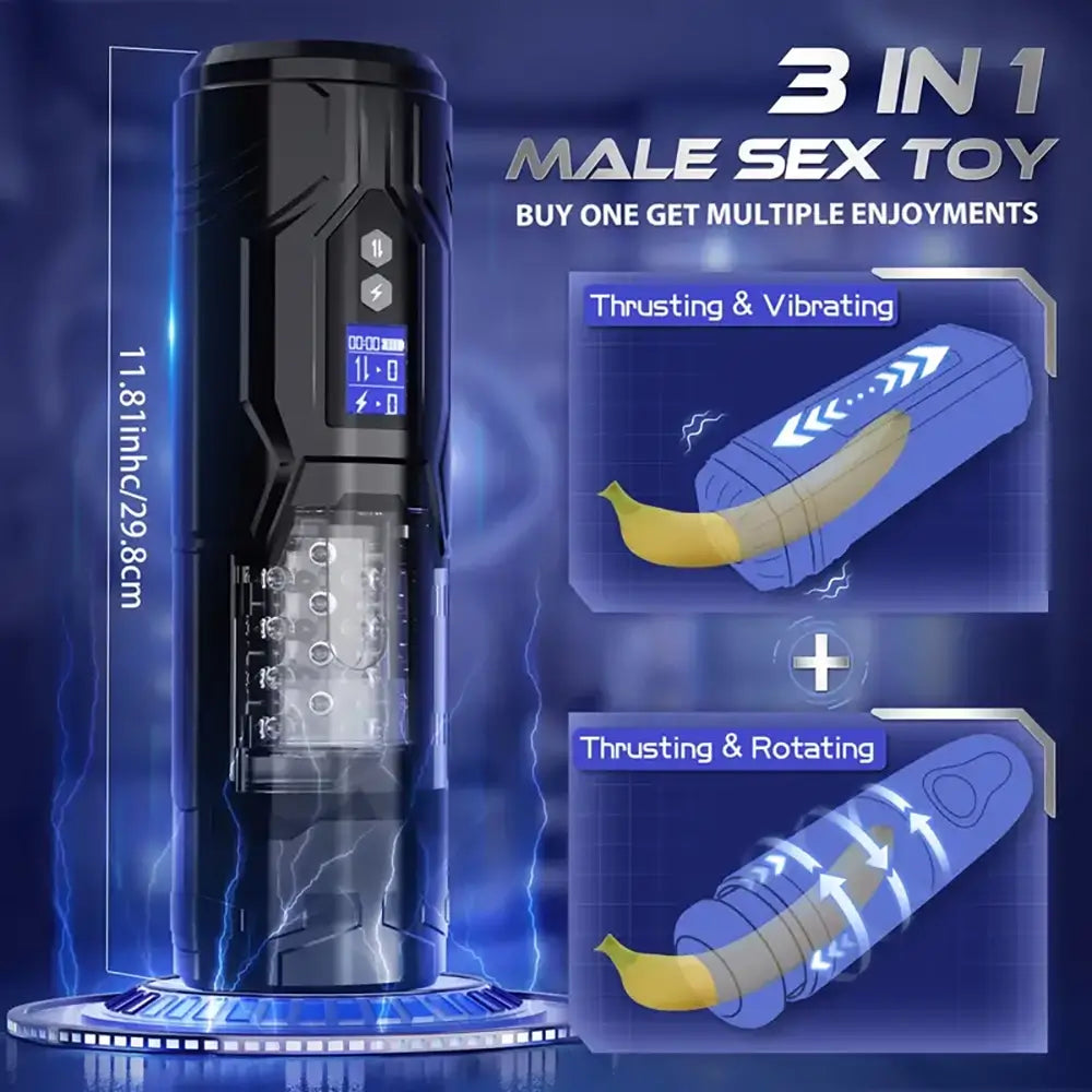 Thrusting Telescopic Rotation Glans Sucker Automatic Male Masturbator