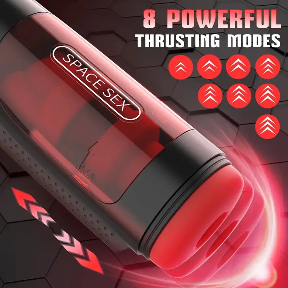 10 Vibrating 8 Thrusting LCD Display Adult Male Automatic Masturbator