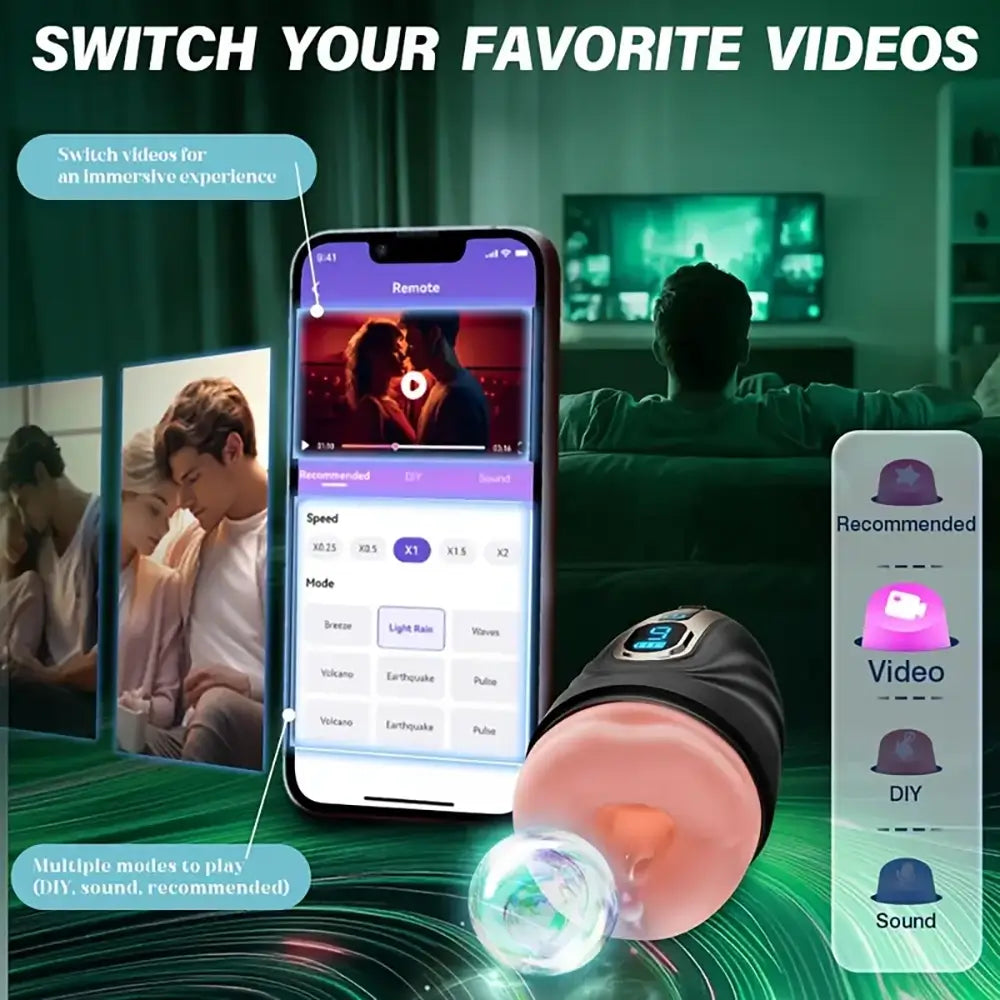 9 Vibrations Cock Trainer App Control Auto Masturbator With Heating Rod