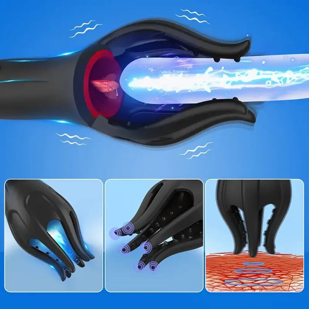 3-in-1 Penis Masturbator with 10 Modes Vibration & 5 Licking Tongue