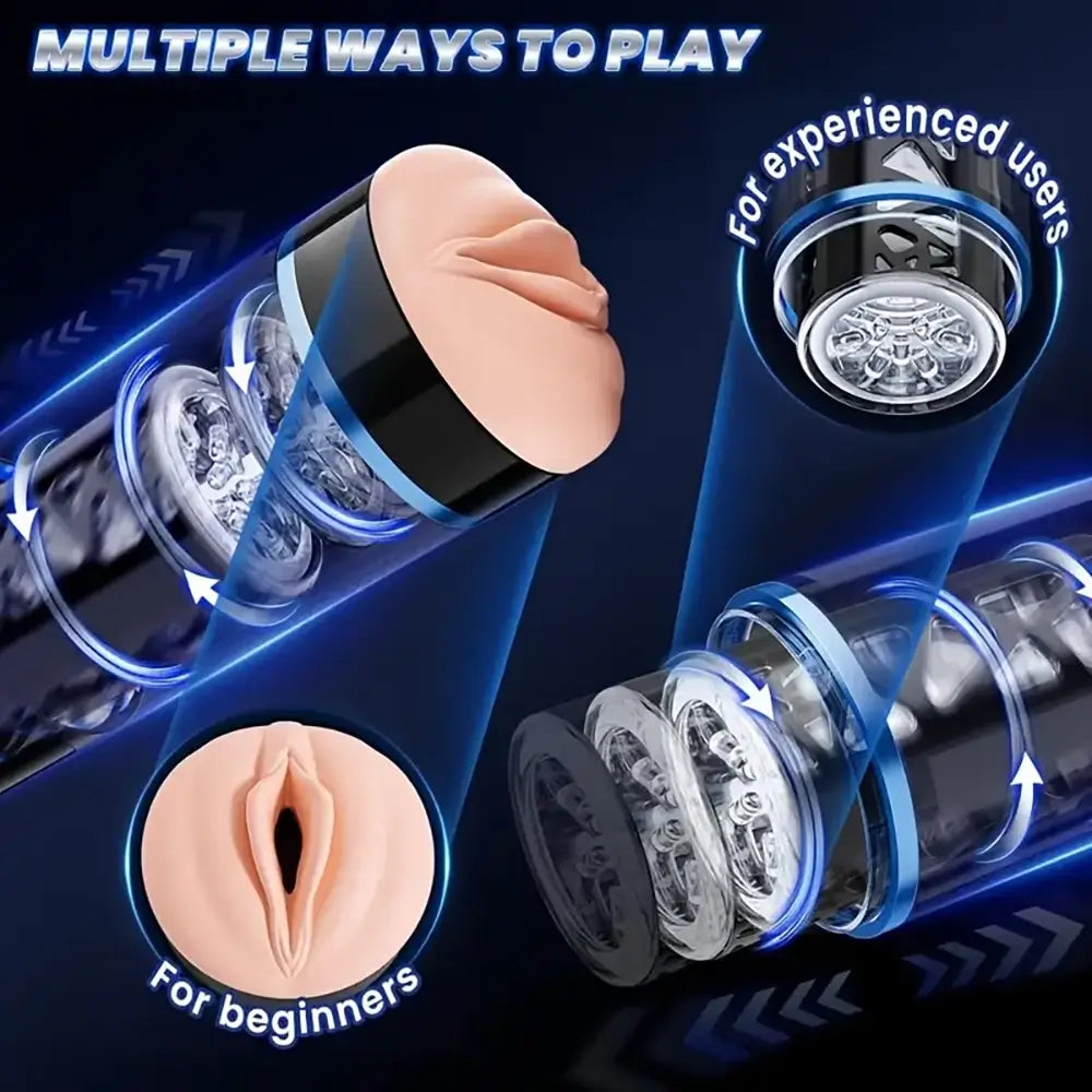 3 Speeds 6 Frequencies Rotation Ejaculating Male Auto Masturbator