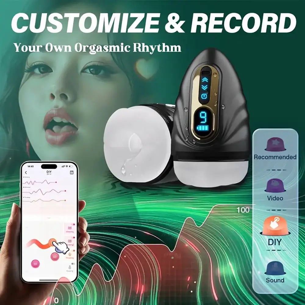 9 Vibrations Cock Trainer App Control Auto Masturbator With Heating Rod