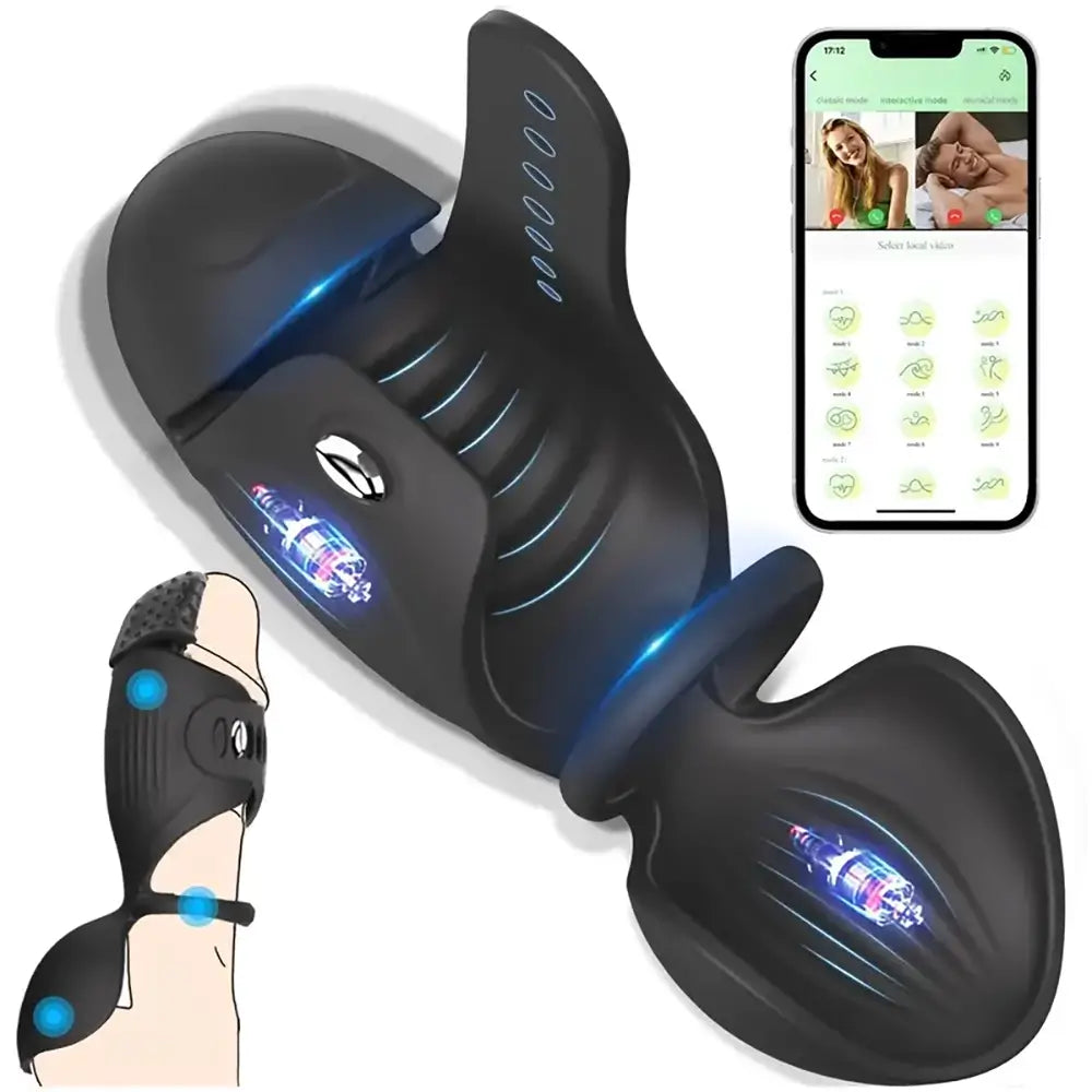 4 in 1 Vibrating APP Controlled Male Sex Toy Stroker with Cock Ring
