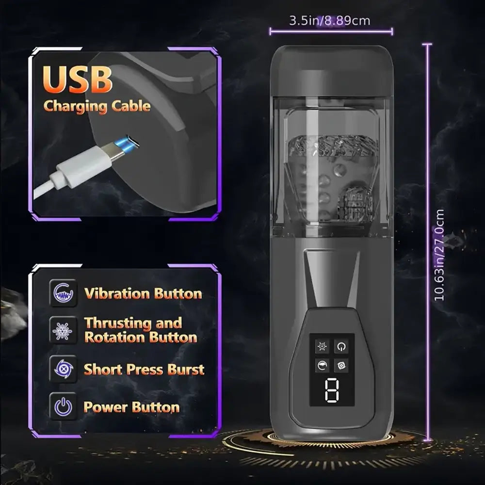 7 Vibrating Rotating Thrusting Licking 3D Texture Auto Masturbator