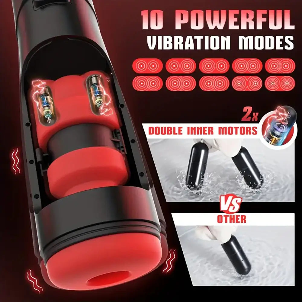 10 Vibrating 8 Thrusting LCD Display Adult Male Automatic Masturbator