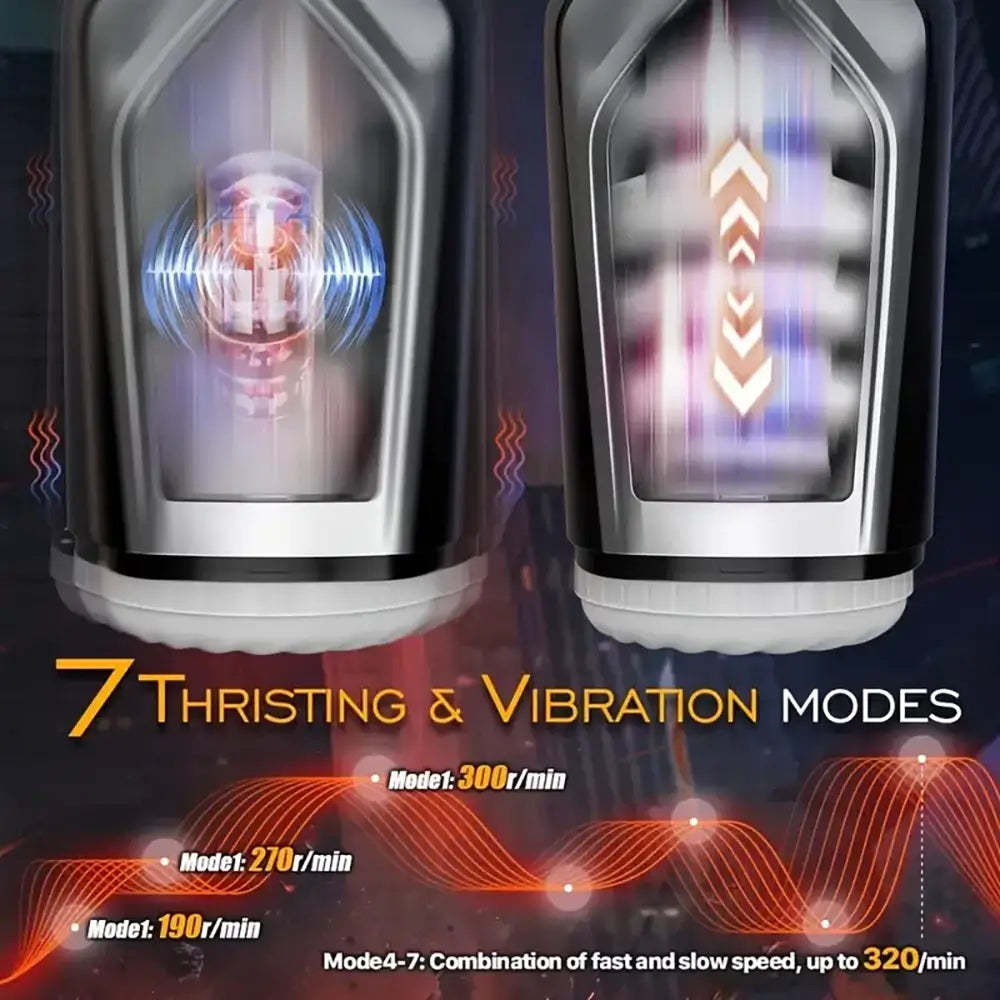 7 Thrusting Vibrating Modes 3D Realistic Channel Thrusting Masturbator