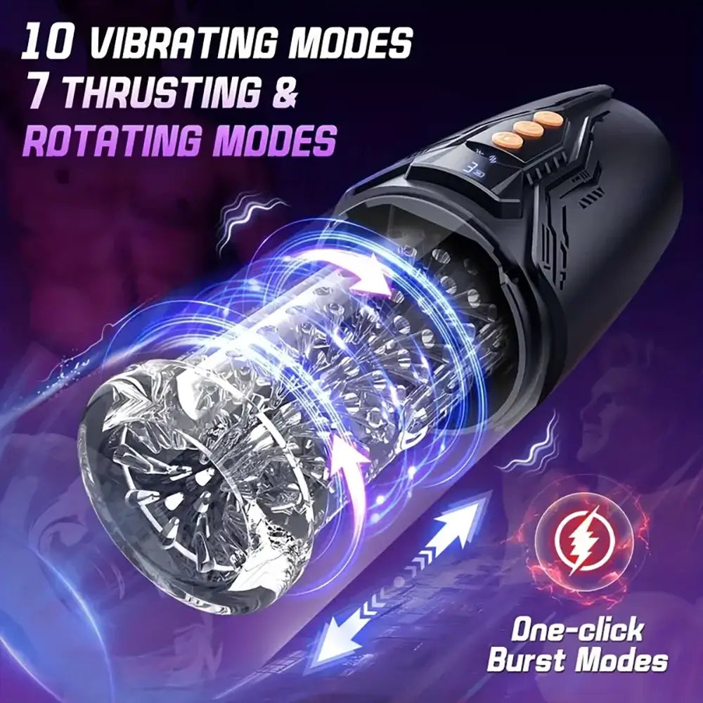 7 Rotating Thrusting 10 Vibrating Modes Dual Motors Male Masturbator