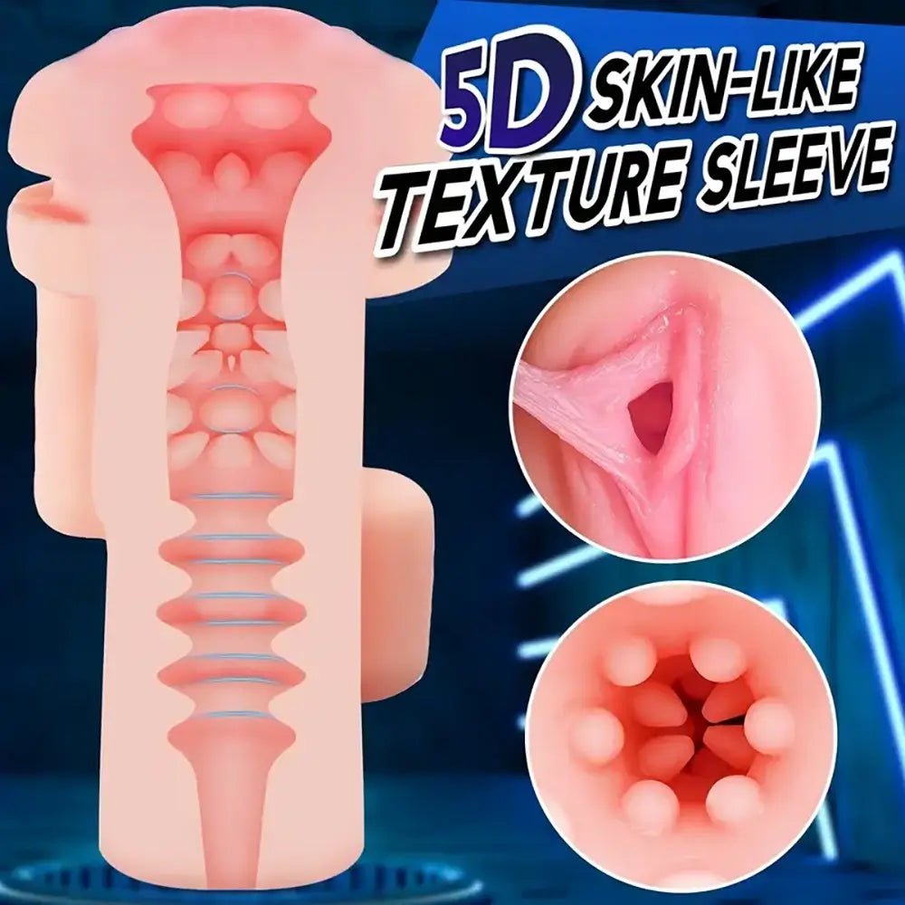 2 Vibrating Motor 3D Vagina Textured Automatic Male Masturbator