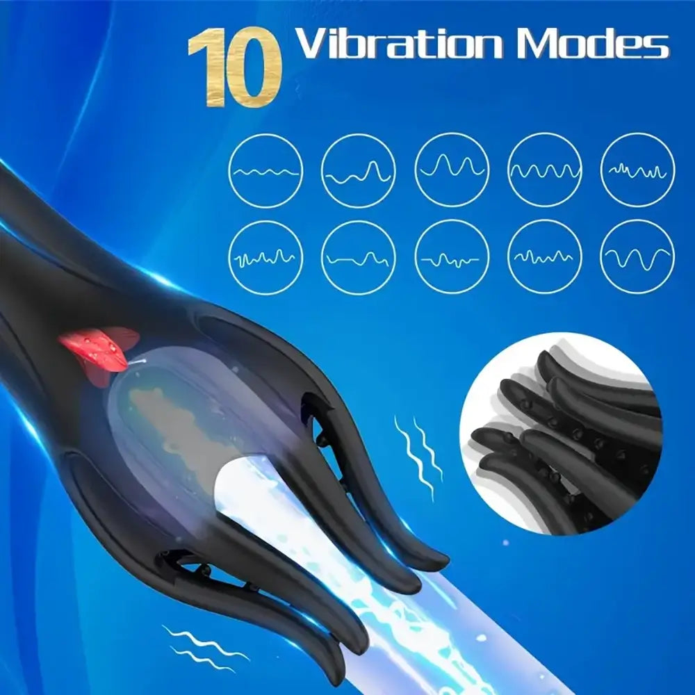 3-in-1 Penis Masturbator with 10 Modes Vibration & 5 Licking Tongue