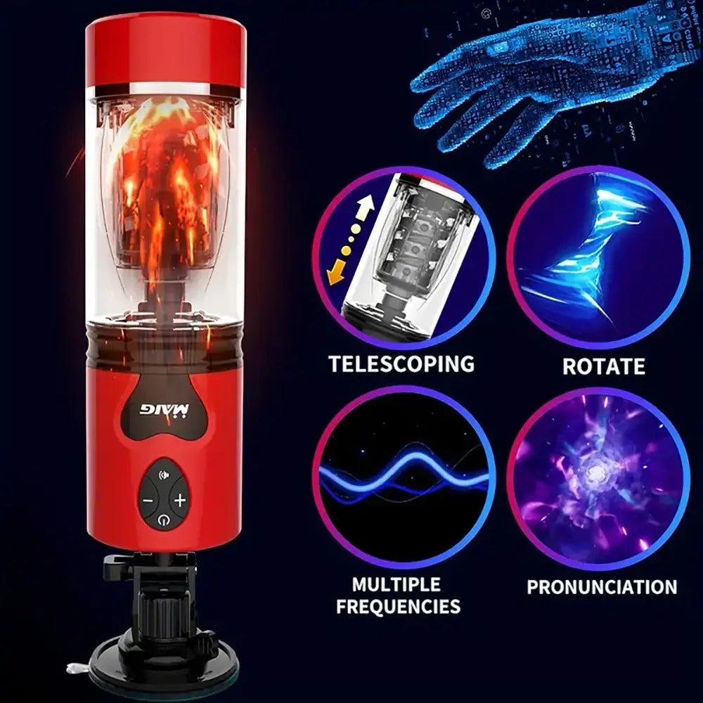 Multi Angle Automatic Telescopic Rotating Heating Masturbator