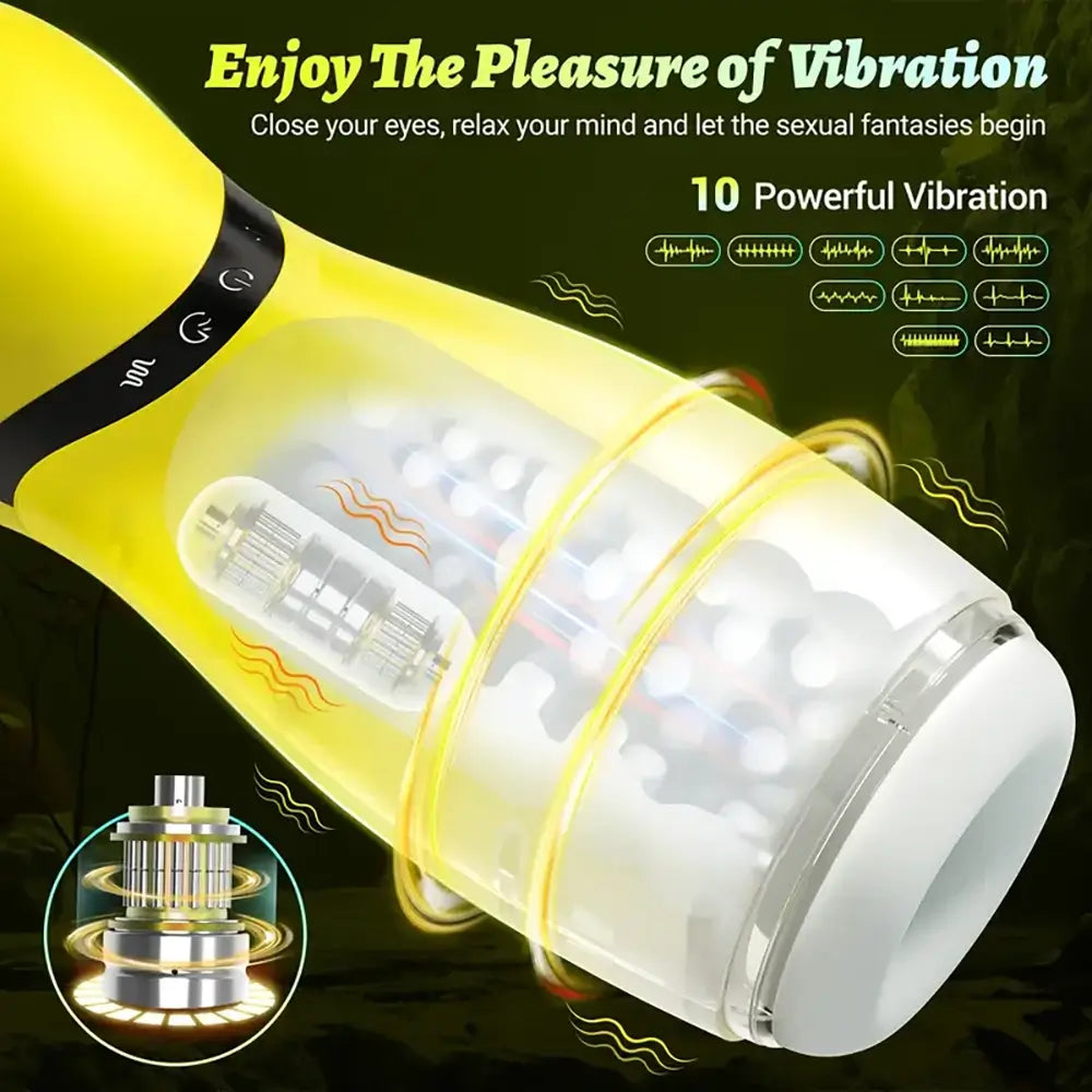 3 Squeezing 3 Thrusting 10 Vibration Modes Automatic Masturbator