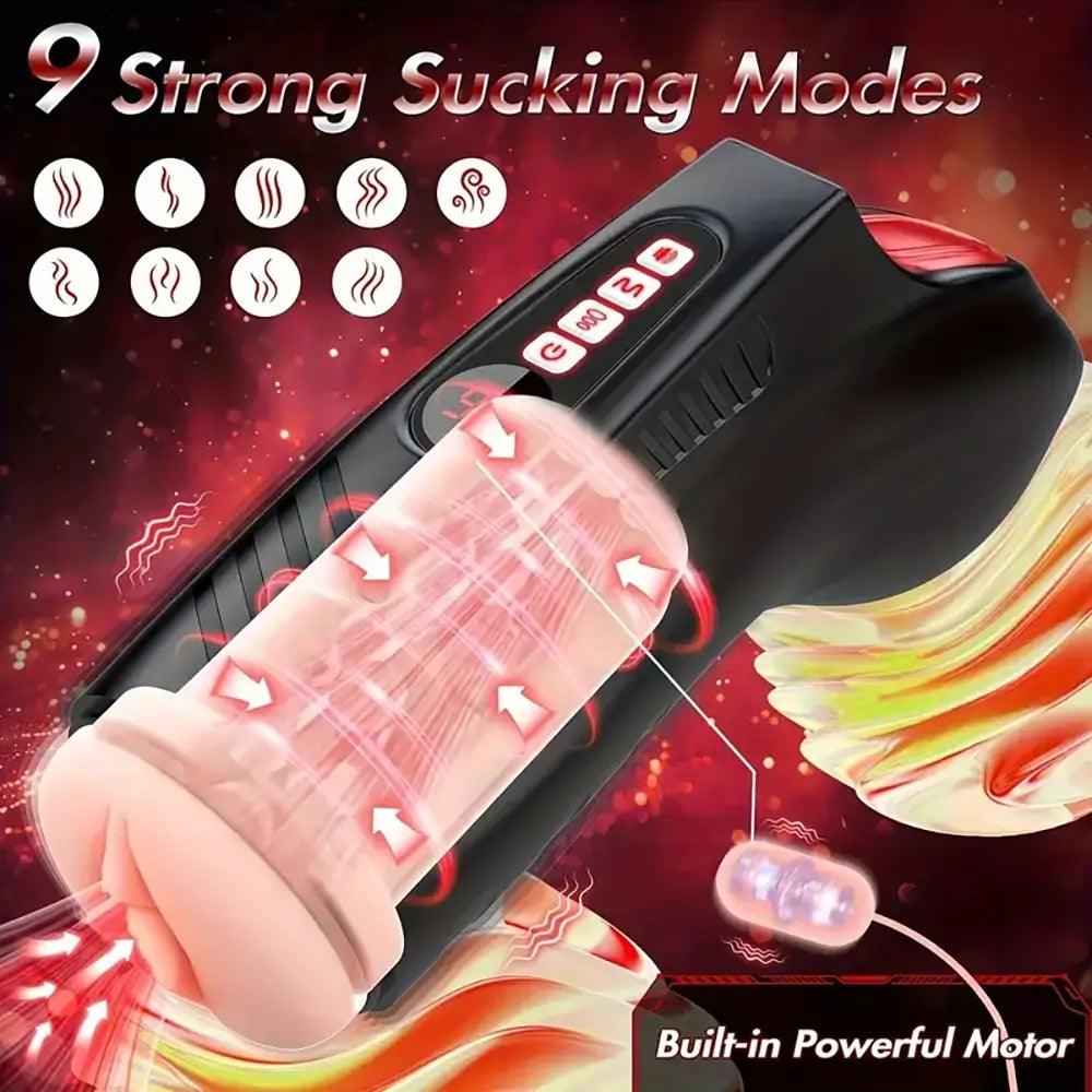 Automatic Sucking Vibrating LCD Display 3D Fleshy Male Masturbator