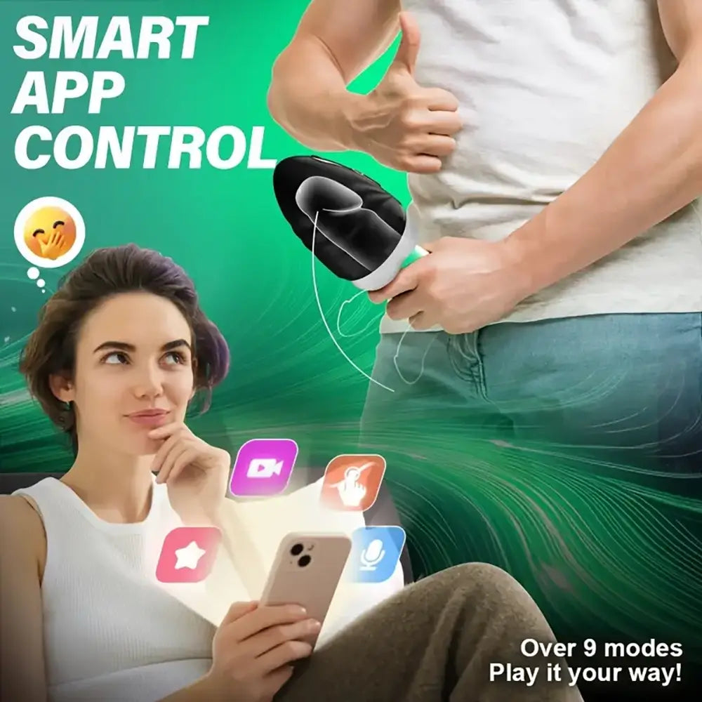 9 Vibrations Cock Trainer App Control Auto Masturbator With Heating Rod