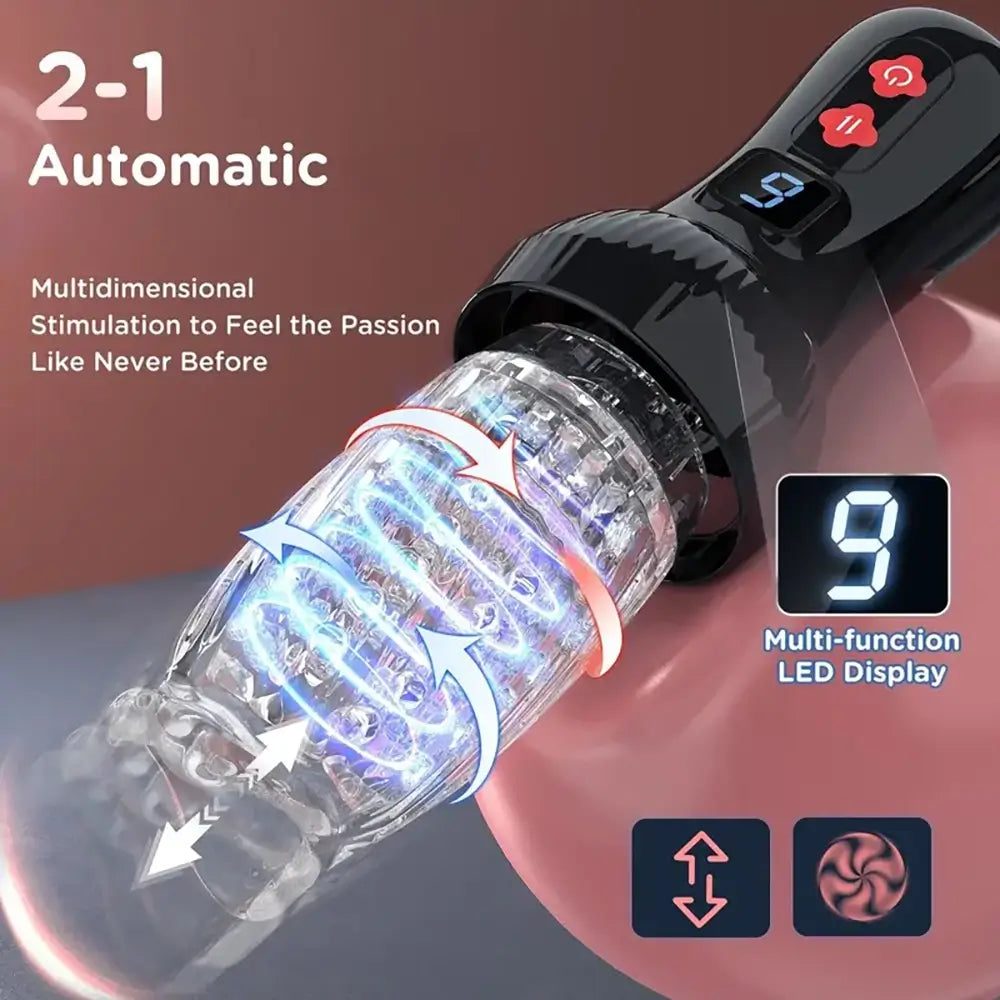 9 Thrusting Rotating Modes Male Automatic Masturbator With Cover