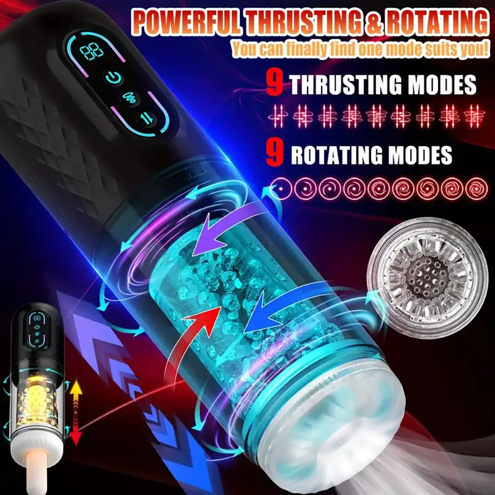 Thrusting 9 Telescopic 9 Rotation 9 Sucking Auto Male Masturbator