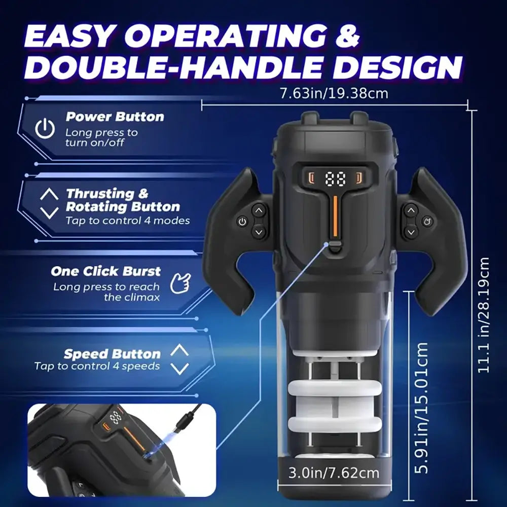 Thrusting Rotating Male Shaft Automatic Masturbator With LED Display