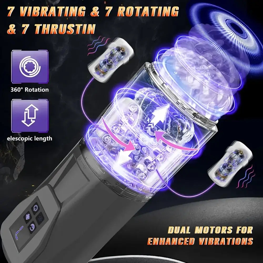 7 Vibrating Rotating Thrusting Licking 3D Texture Auto Masturbator