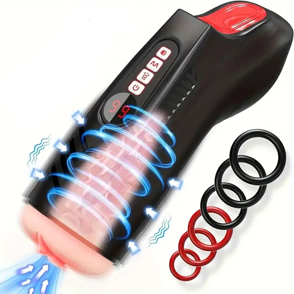 Automatic Sucking Vibrating LCD Display 3D Fleshy Male Masturbator