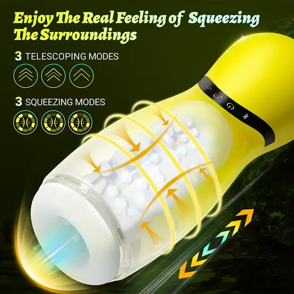 3 Squeezing 3 Thrusting 10 Vibration Modes Automatic Masturbator