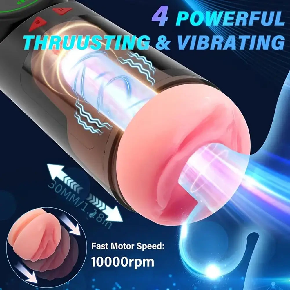 4 Sucking Vibrating Thrusting Modes Auto Masturbator Male Stroker