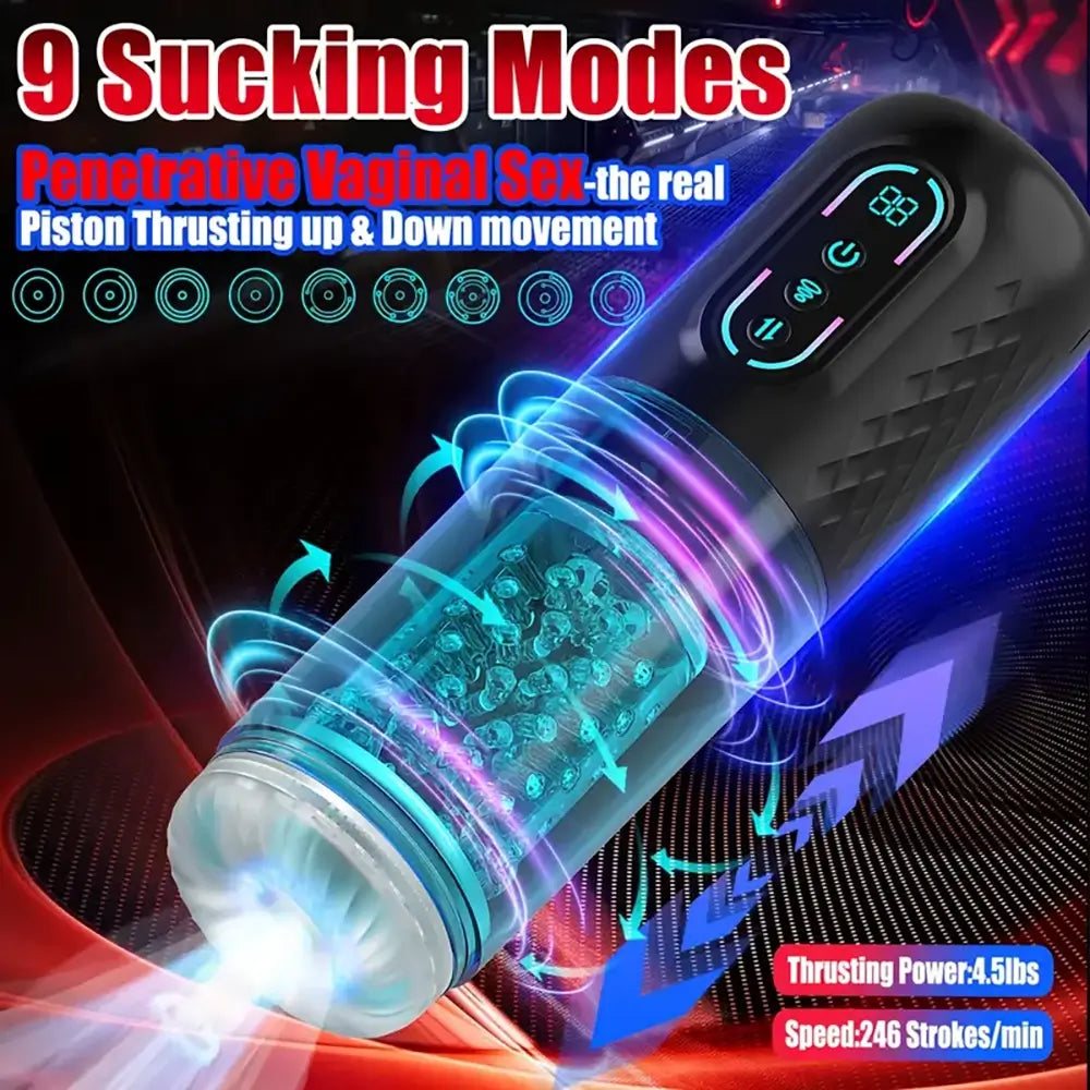 Thrusting 9 Telescopic 9 Rotation 9 Sucking Auto Male Masturbator