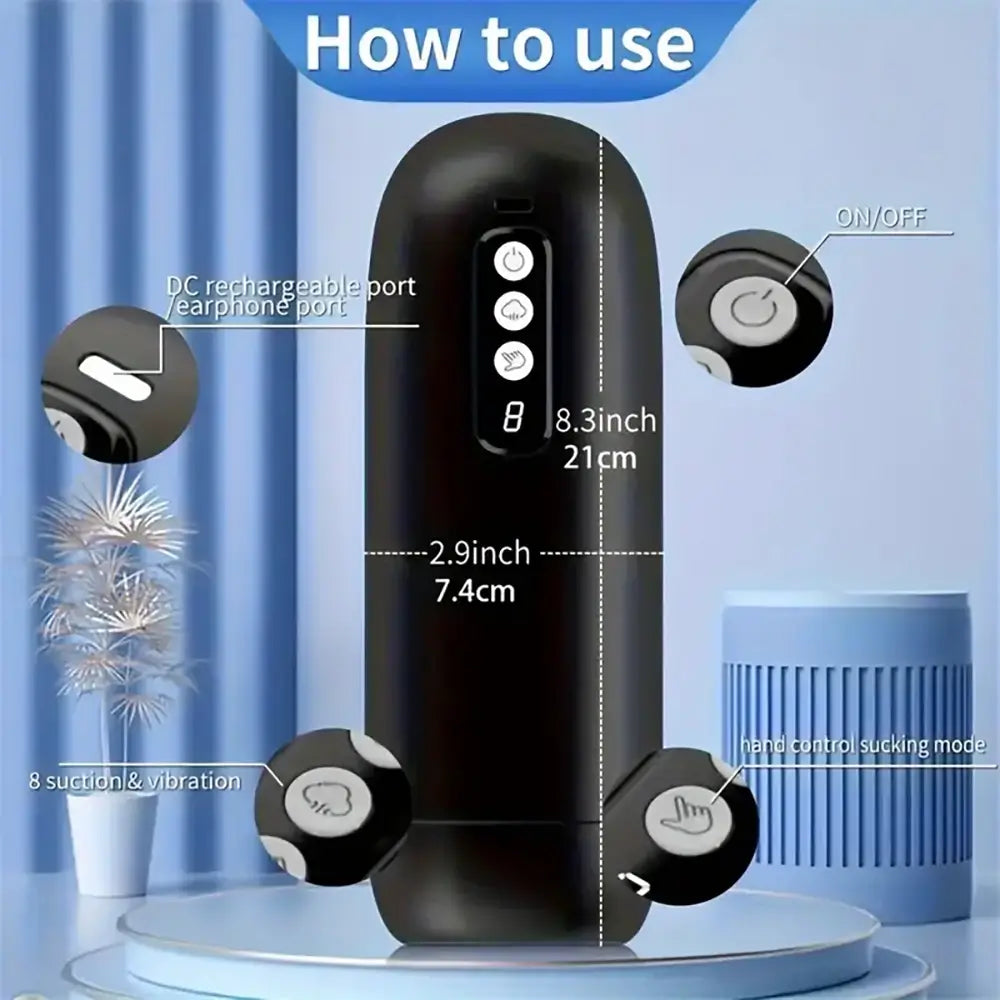 Hand Control Sucking Vibrating Indication Male Automatic Masturbator