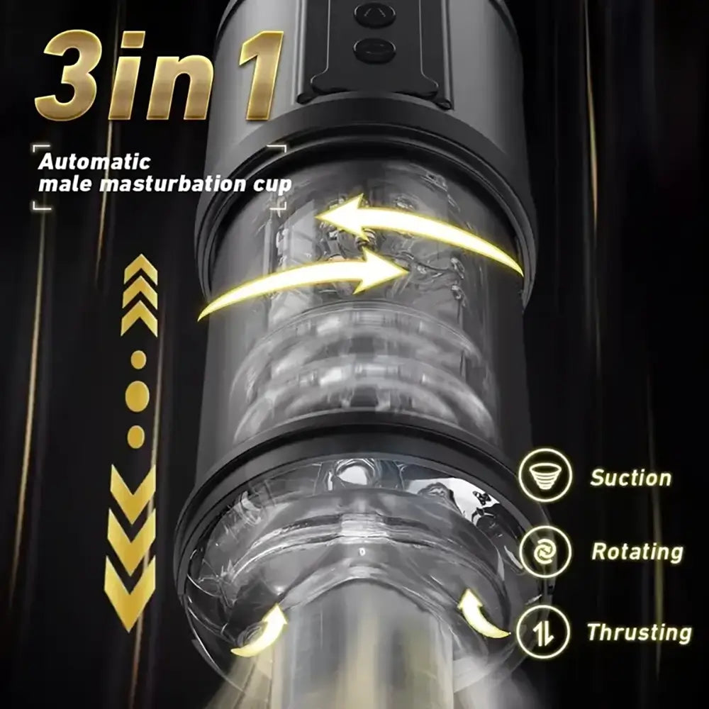 Telescoping Rotating Sex Toys Pocket Pussy Automatic Masturbator