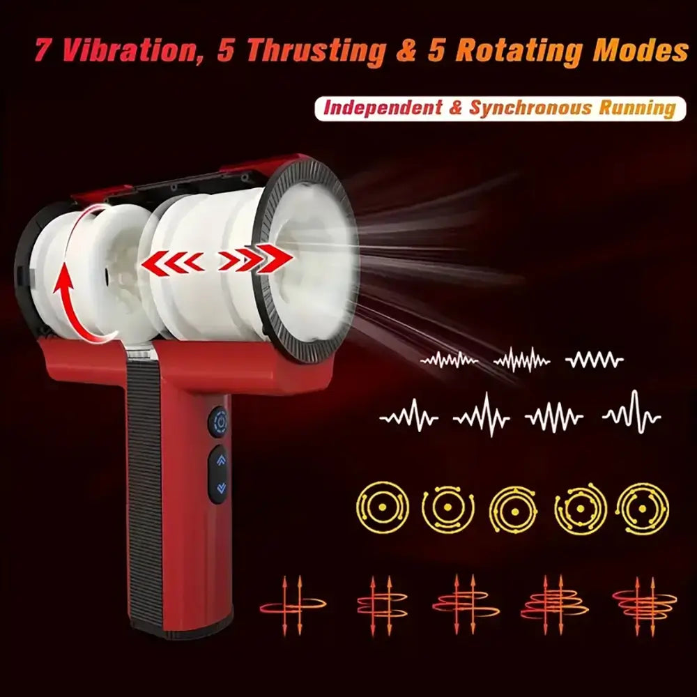 Sucking Electric Handheld Telescopic Rotating Vibrating Masturbator