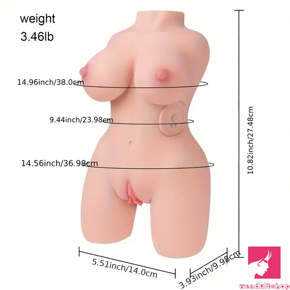 3.46lb Realistic Boobs Vagina Anal Vibrating Torso Masturbator